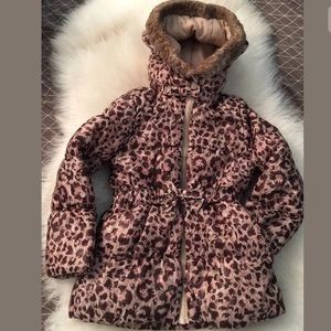 H&M Leopard Print Puffer Jacket Sz 4/5